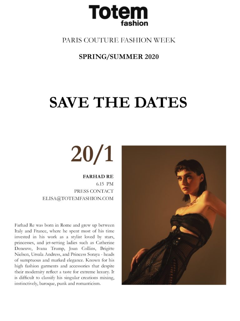 Couture Spring/Summer 2020 Schedule